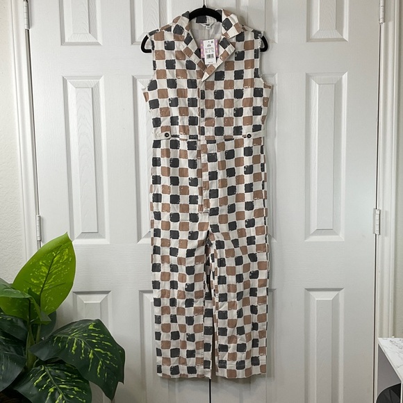 Ascot + Hart Women's Checkered Graphic Jumpsuit Size XXS - Picture 2 of 14